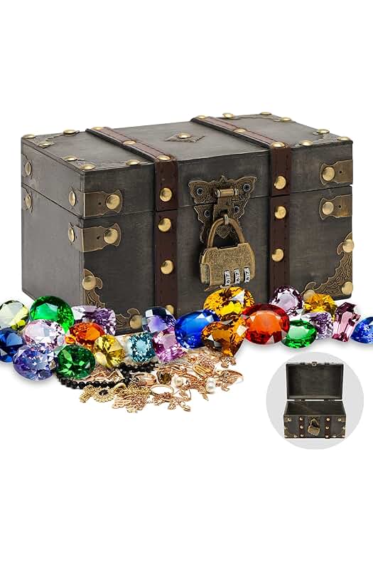 Caja de Tesoro Pirata, Almacenamiento Vintage para Joyas y Objetos Preciados