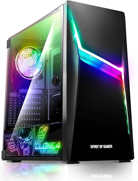 Caja PC Gaming RGB con Pared Transparente - Potencia y Estilo para tu Torre Gamer