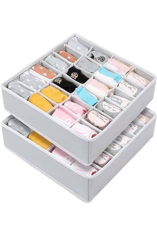 Cajas de Almacenamiento Plegables para Organizar Cajones - Pack de 2 (Gris)