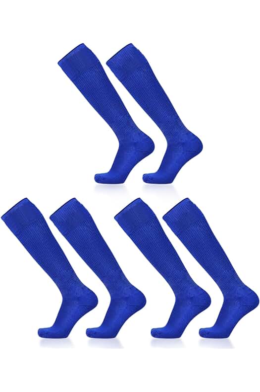 Calcetines de fútbol azules para niños - Pack de 3 pares, tallas 5-12 años.