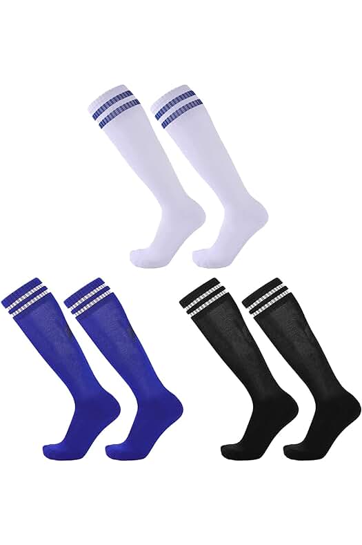 Calcetines de fútbol para niños: 3 pares de calcetines largos transpirables para deporte y entrenamiento.