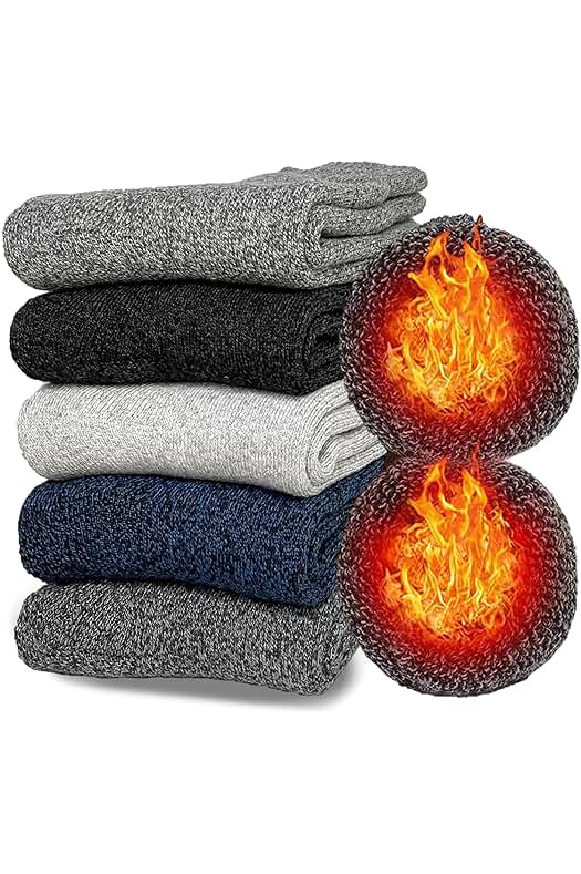Calcetines térmicos para hombres, 5 pares de calcetines cálidos y confortables para el invierno.