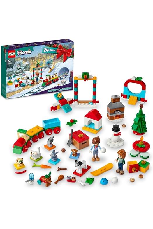 Calendario de Adviento LEGO Friends 2023 con 24 Regalos Sorpresa y Figuras de Mascotas