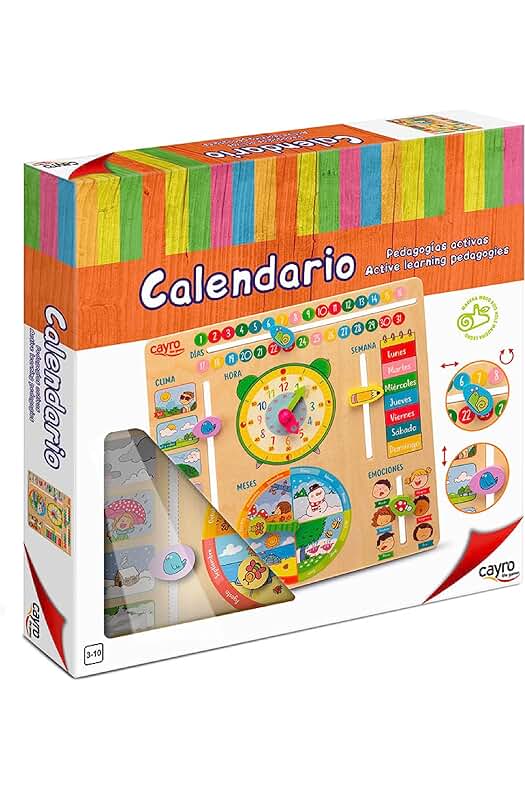 Calendario de Madera Multilingüe para Aprender Días, Meses y Estaciones - Diseño Divertido y Educativo.