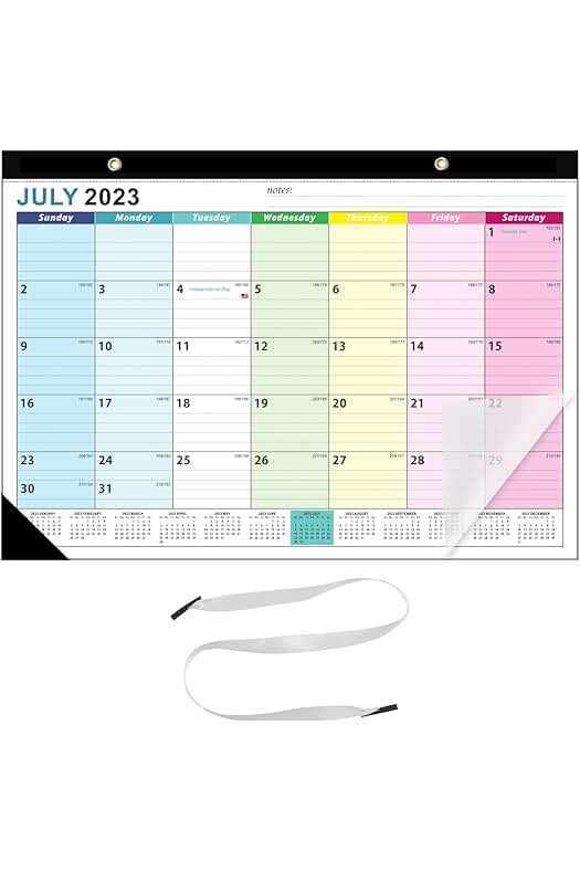 Calendario de Pared 2023-2024: Planificador Colorido para Oficina y Hogar.