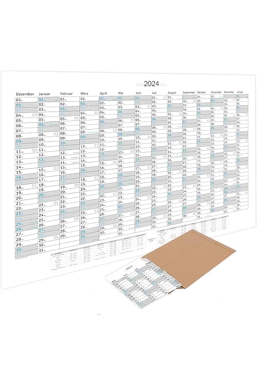 Calendario de pared 2024: Planificador anual en tamaño XXL (100x70 cm), formato horizontal.
