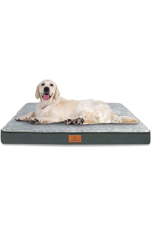 Cama Ortopédica Impermeable para Perro Grande, Colchoneta Lavable con Funda Desenfundable, Antideslizante, Gris L(90x60x8cm)