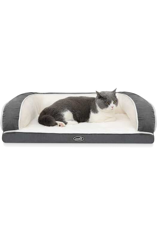 Cama ortopédica para perros, colchón de espuma viscoelástica lavable con funda desenfundable, gris (tamaño S)