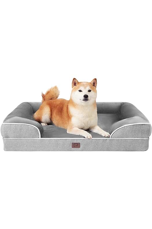 Cama para perro grande, ortopédica y lavable. Título sugerido: Cama Ortopédica Lavable para Perros Grandes, 91x68 cm, Gris