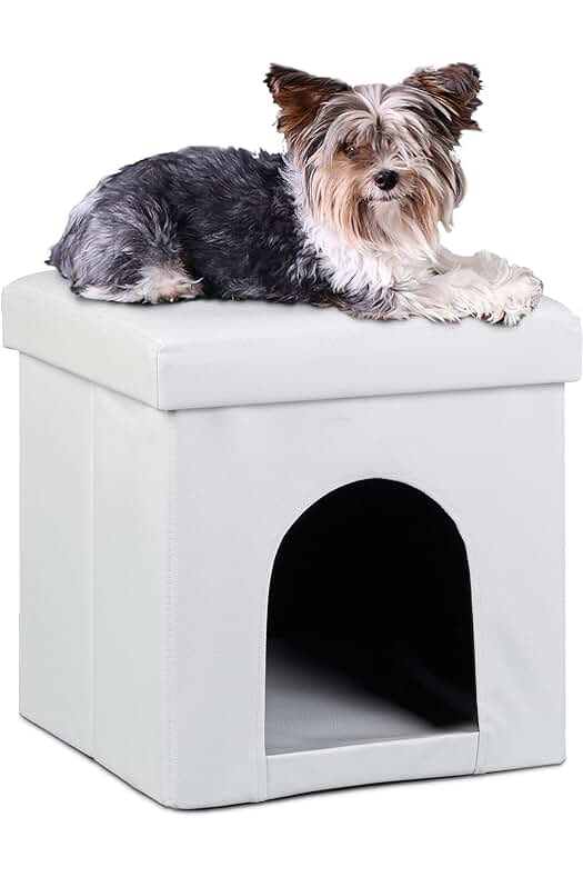Cama para Perros de Cuero de Imitación, Blanco