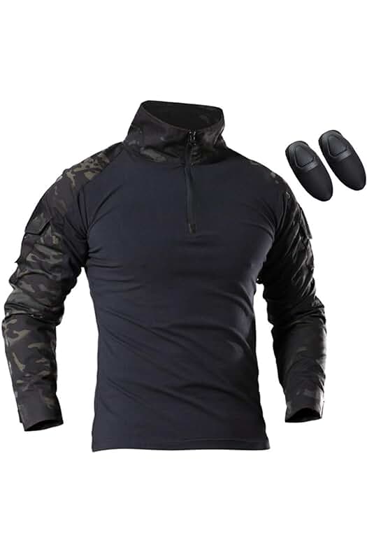 Camisa táctica de manga larga para airsoft, paintball y caza con protección acolchada.