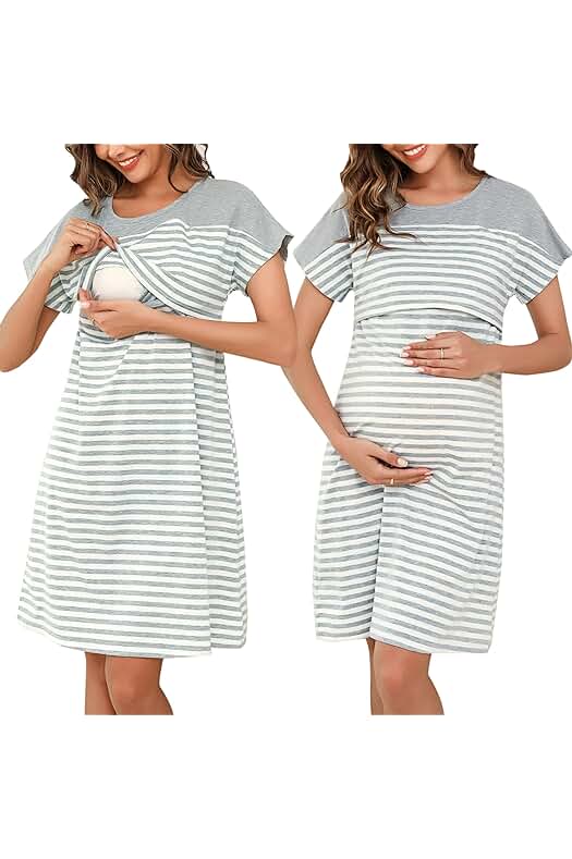 Camisón de maternidad y lactancia en algodón para embarazadas y mujeres lactantes.
