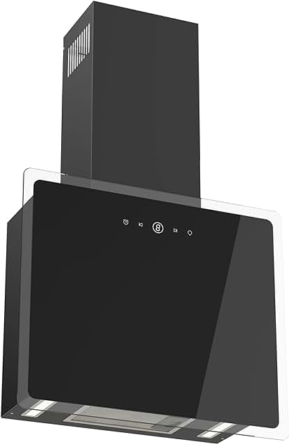 Campana extractora de pared con LED, potente motor y pantalla táctil para tu cocina.