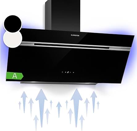 Campana extractora decorativa de 90 cm con luces LED y control táctil.
