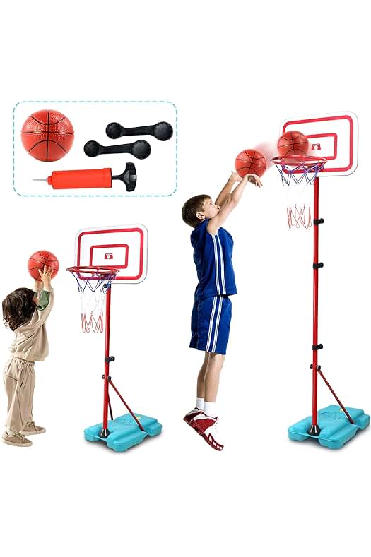 Canasta de baloncesto ajustable para niños de 3 a 6 años, altura 88cm a 190cm.
