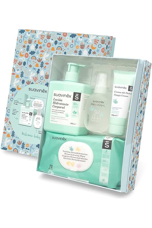 Canastilla Azul para Bebé Recién Nacido con Productos de Cosmética y Regalo Incluido.