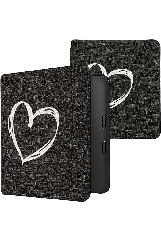 Carcasa Kobo Libra 2 - Funda de Fieltro con Diseño de Corazón y Cierre Magnético.