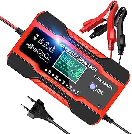 Cargador Baterías Coches y Motos Inteligente con Pantalla Táctil LCD y Múltiples Protecciones