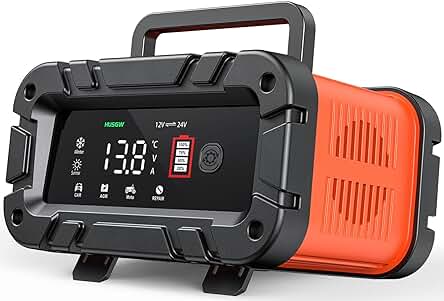 Cargador de batería inteligente y automático para vehículos de 12V/24V - Potente y versátil.
