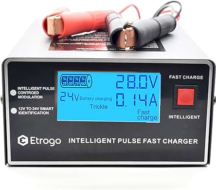 Cargador de Coche Inteligente 12V 24V con Detección, Reparación y Mantenimiento - Pantalla LCD