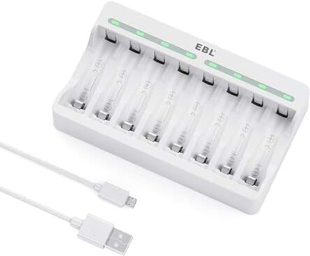 Cargador de Pilas AA AAA EBL 9010 - Carga Rápida con Puerto USB