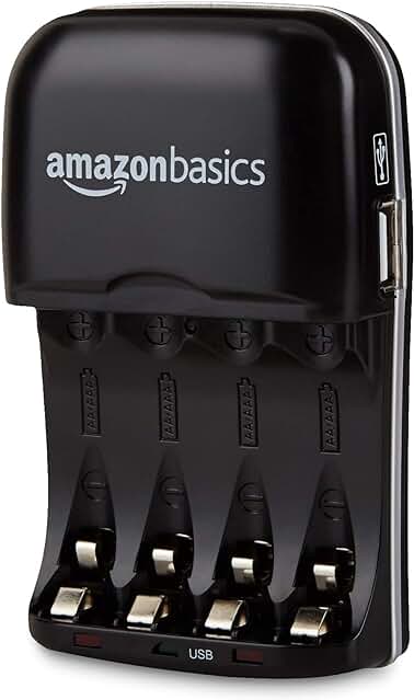Cargador de pilas recargables Ni-MH con puerto USB, ideal para AA y AAA.