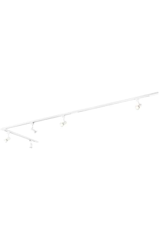 Carril monofásico blanco con 5 focos - Línea de iluminación moderna para interiores.