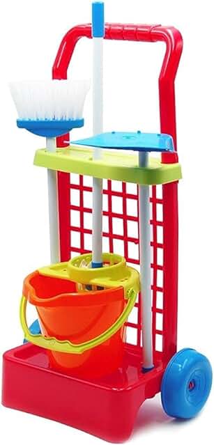 Carrito de Limpieza de Juguete - Accesorios Incluidos - Color Rojo - Fácil de Montar