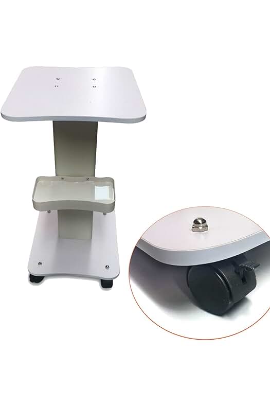 Carrito de salón de belleza móvil con mesa de aluminio para peluquería - Blanco.