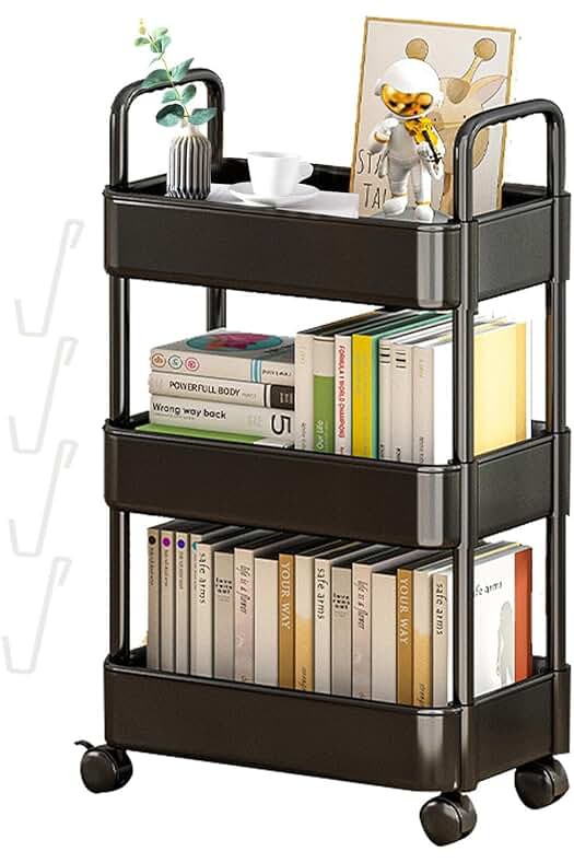 Carro Estantería Rodante: Organizador Móvil de Libros y Almacenamiento para Hogar y Oficina.