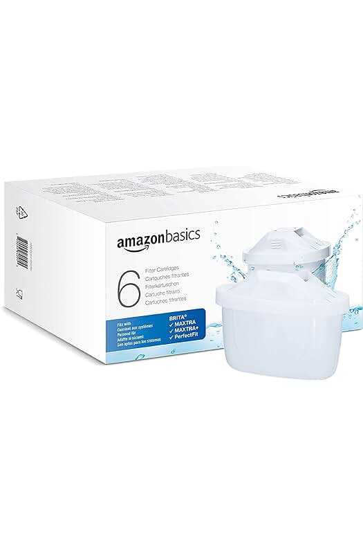 Cartuchos filtrantes de agua Amazon Basics para jarras BRITA y Amazon Basic (Paquete de 6)
