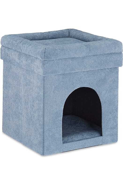 Casa para gato con taburete integrado y cojín acogedor para la comodidad de tu mascota.