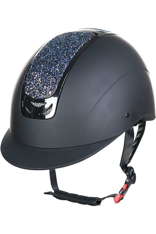 Casco de equitación HKM Glamour para adultos, estilo elegante y seguro.