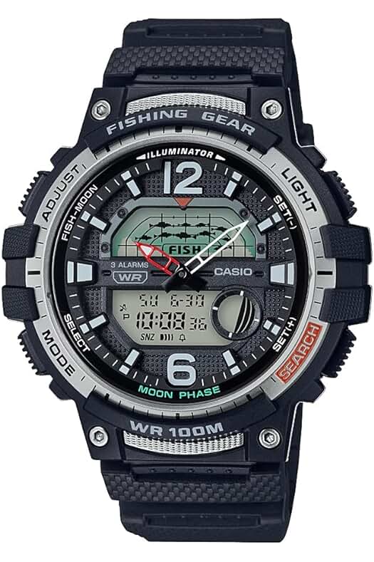 Casio Reloj de Pesca para Hombre con Resina Negra y Batería de 10 años