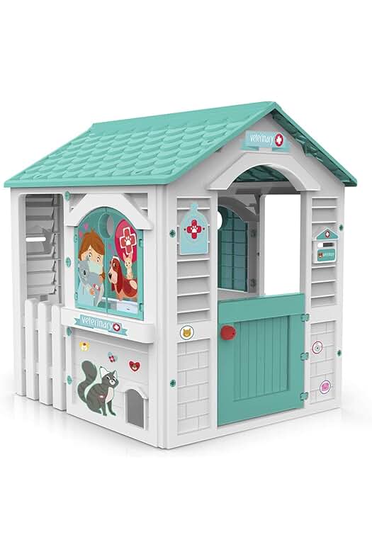 Casita Veterinaria para Niños - Juguete Educativo | A Partir de 2 Años, Color Blanco y Turquesa