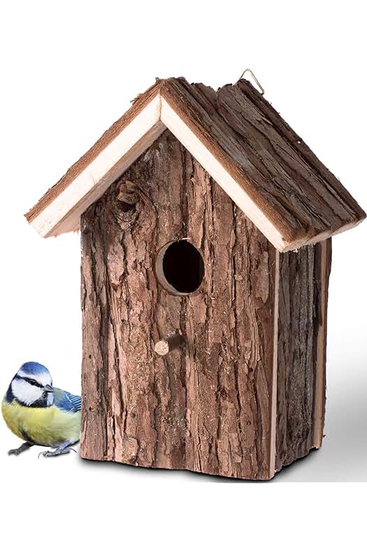 Casita y Comedero para Pájaros: Encantadora Decoración Natural para tu Jardín o Balcón.
