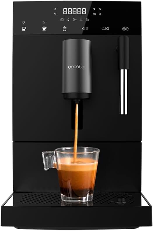 Cecotec Cafetera Súperautomática Compacta Cumbia Cremmaet Compact Steam. 1350 W, 19 Bares, Thermoblock, Plug&Play, Café personalizado, 5 Niveles molienda, Autolimpieza, Vaporizador