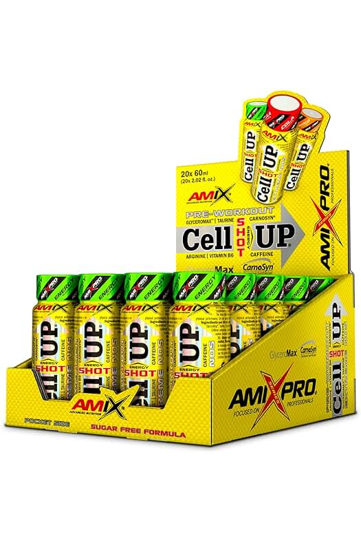 Cellup Shot - Potenciador de Energía - Suplemento Alimenticio - Fórmula Pre-Entrenamiento - 20 Viales