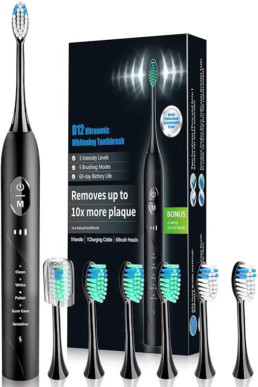 Cepillo de Dientes Eléctrico de Alta Calidad con Cabezales de Repuesto y Modos Personalizables.
