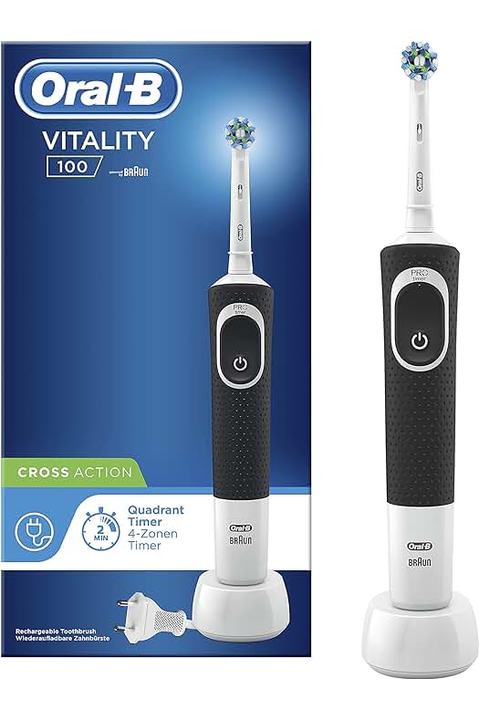 Cepillo de dientes eléctrico Oral-B Vitality 100 - Recargable y con cabezal CrossAction negro.