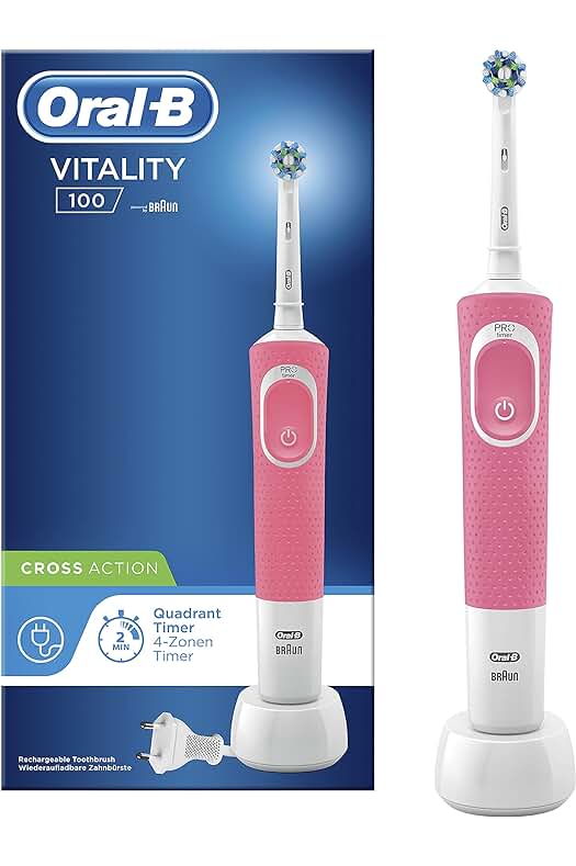 Cepillo eléctrico recargable Oral-B Vitality 100 con tecnología de Braun, mango rosa - ¡Mejora tu higiene bucal!