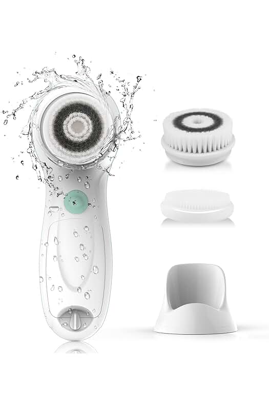 Cepillo facial eléctrico TOUCHBeauty con 3 cepillos, impermeable y 2 niveles de velocidad.