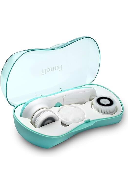Cepillo Limpiador Facial Eléctrico de Fancii con Cabezales Exfoliantes y Resistente al Agua (Verdeagua)