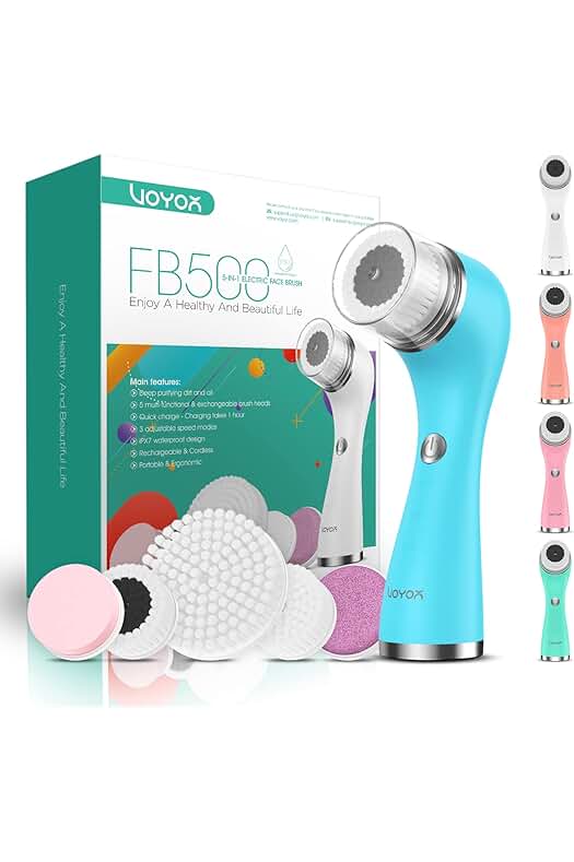 Cepillo limpiador facial eléctrico recargable VOYOR 5 en 1 para una limpieza profunda.
