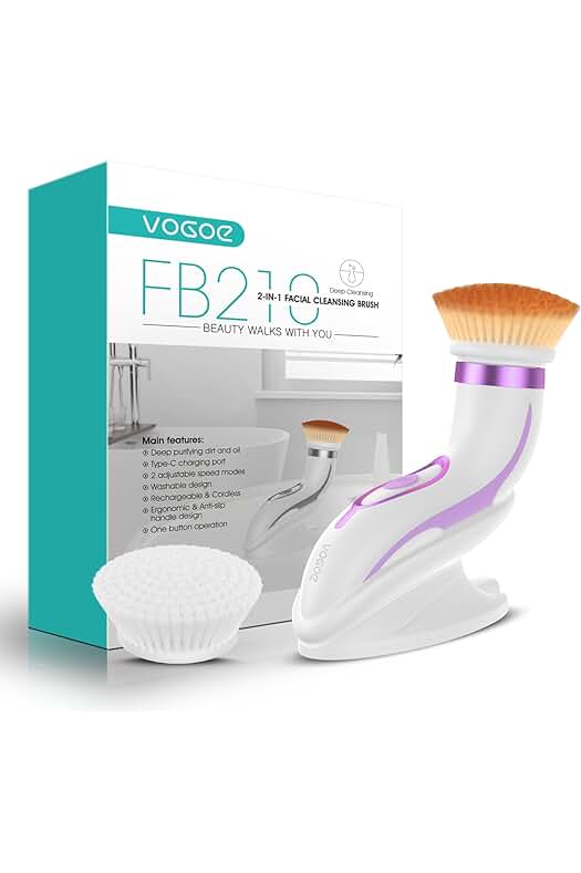 Cepillo Limpiador Facial Recargable con 2 Velocidades y Accesorios de Exfoliación y Masaje