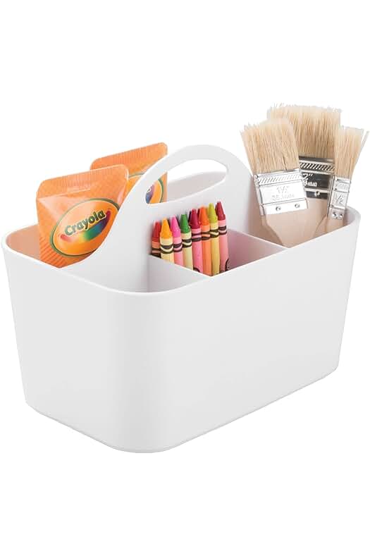 Cesta organizadora para manualidades y costura - Almacenamiento práctico y funcional en blanco.