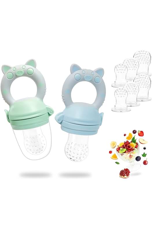 Chupetes de frutas para bebés - RIGHTWELL: Set de 2 chupetes con tetinas de silicona sin BPA.