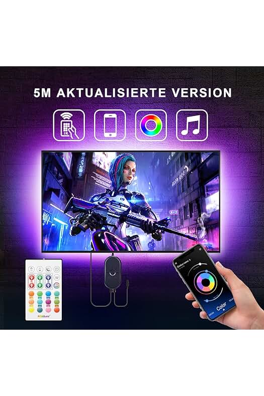 Cinta Led TV 5M RGB SMD Multicolor, Retroiluminación para HDTV de 75-85 con Control Remoto