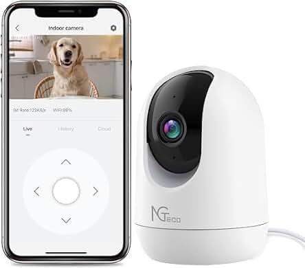 Cámara de Seguridad Inteligente para Interiores con Visión Nocturna y Almacenamiento en la Nube.