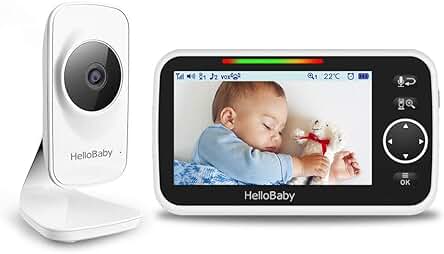 Cámara de vigilancia para bebés con pantalla LCD de 5 y funciones avanzadas.